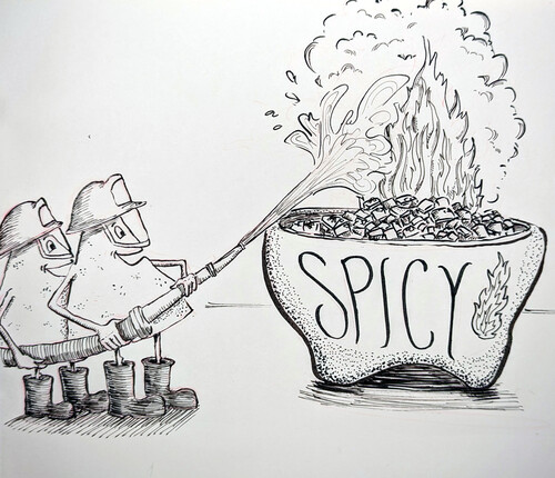 The salsa is on fire.
